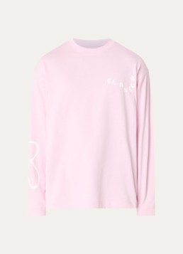 FLÂNEUR Heren Longsleeve met logoprint in de kleur Roze, maat: S