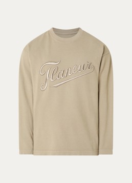 FLÂNEUR Heren Longsleeve met logoborduring in de kleur Groen, maat: M