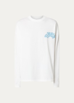 FLÂNEUR Heren Longsleeve met logo- en backprint in de kleur Wit, maat: XL