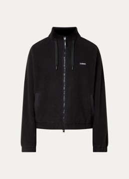 FLÂNEUR Heren Frosted Badge jack van fleece met logo in de kleur Zwart, maat: XL
