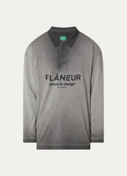 FLÂNEUR Heren Sound & Design Studio Member regular fit polo met logoprint in de kleur Grijs, maat: M