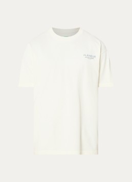 FLÂNEUR Dames Sound & Design Studio Member T-shirt met logo- en backprint in de kleur Gebroken wit, maat: L