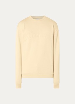 FLÂNEUR Heren Signature sweater met logoprint in de kleur Beige, maat: XL