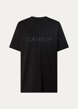 FLÂNEUR Heren T-shirt met logoborduring in de kleur Zwart, maat: XL