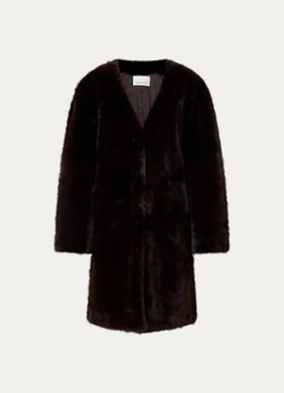 The Frankie Shop Dames Matera mantel van imitatiebont in de kleur Donkerbruin, maat: XS