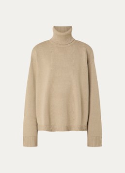 The Frankie Shop Dames Rhea fijngebreide coltrui in wolblend in de kleur Khaki, maat: XS