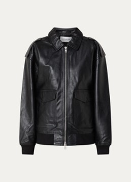 The Frankie Shop Dames Viper jack van leer met klepzakken in de kleur Zwart, maat: M