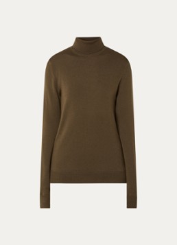 The Frankie Shop Dames Eve fijngebreide trui van merino wol met col in de kleur Mosgroen, maat: XS
