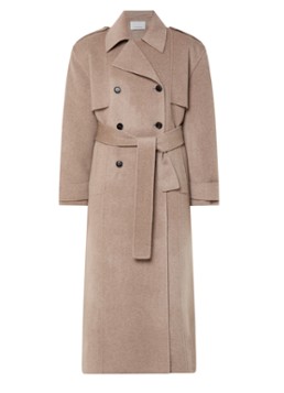 The Frankie Shop Dames Nikola trenchcoat in kasjmierblend met schoudervulling in de kleur Donkerbeige, maat: XS