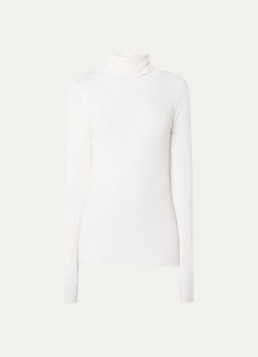 The Frankie Shop Dames Utica fijngebreide top in wolblend met col in de kleur Gebroken wit, maat: L