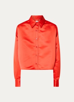 The Frankie Shop Dames Arlen cropped blouse van satijn in de kleur Rood, maat: L