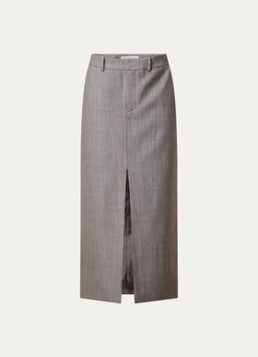 The Frankie Shop Dames Maybelle midi kokerrok van wol met steekzakken in de kleur Taupe, maat: XS