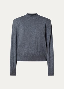 The Frankie Shop Dames Rue fijngebreide trui in wolblend met schoudervulling in de kleur Donkergrijs, maat: XS