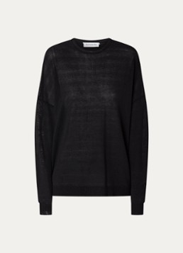 The Frankie Shop Dames Basel semi-transparante fijngebreide trui in de kleur Zwart, maat: M