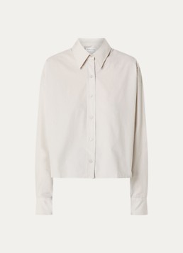 The Frankie Shop Dames Arlen cropped blouse met kraag in de kleur Grijs, maat: XS