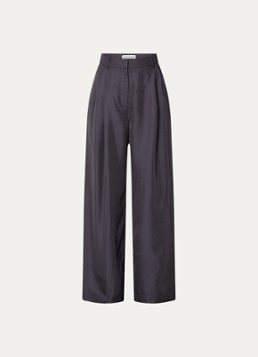 The Frankie Shop Dames Mara Fluid mid waist wide fit pantalon met glanzende finish in de kleur Donkergrijs, maat: S