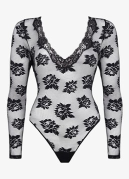 Sarda Dames Mayela body van mesh met bloemborduring in de kleur Zwart