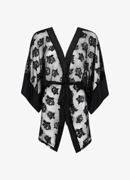 Sarda Dames Mayela kimono van mesh met bloemborduring in de kleur Zwart