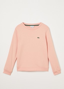Lacoste Jongens French Terry sweater met logo in de kleur Zalmroze, maat: 14J=164