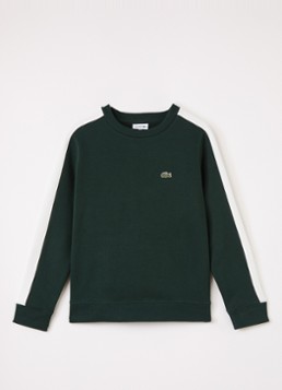 Lacoste Jongens Sweater met streepprint en logoborduring in de kleur Donkergroen, maat: 16J=176