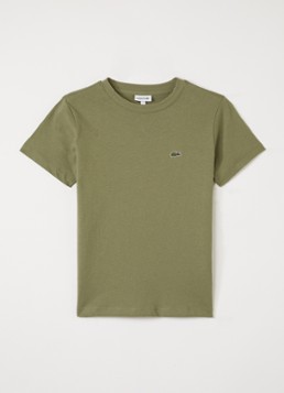 Lacoste Jongens T-shirt met logoborduring in de kleur Olijfgroen, maat: 14J=164