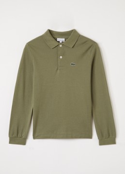 Lacoste Jongens Polo van piqué katoen met logoborduring in de kleur Olijfgroen, maat: 8J=128