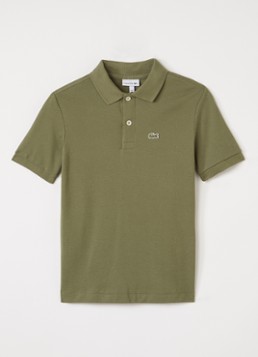 Lacoste Jongens Polo van piqué katoen met logoborduring in de kleur Olijfgroen, maat: 12J=152