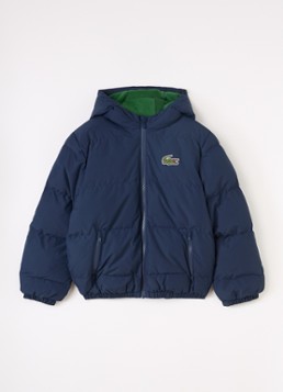 Lacoste Jongens Pufferjack met capuchon in de kleur Donkerblauw, maat: 12J=152