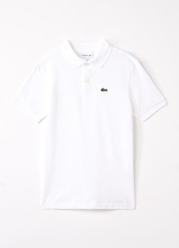 Lacoste Jongens Polo van piqué katoen met logo in de kleur Wit, maat: 10J=140