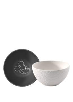 Villeroy & Boch Manufacture Rock - Mickey Mouse kom 14 cm set van 2 Zwart - Deal