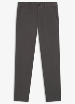 BOSS Heren Slim-fit satijnen chino van stretchkatoen in de kleur Grey-020 / Grijs