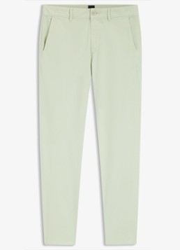 BOSS Heren Slim-fit satijnen chino van stretchkatoen in de kleur Open Green-384 / Groen