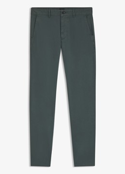 BOSS Heren Slim-fit satijnen chino van stretchkatoen in de kleur Open Green-377 / Groen