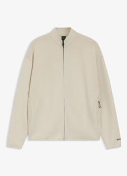 BOSS Heren SW_Globe FZ Sweatvest met logo in de kleur Light Beige-272 / Beige