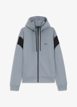 BOSS Heren Sweatvest met steekzakken en capuchon in de kleur Dark Grey-026
