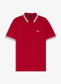 BOSS Heren Paddy-polo van katoenpiqué in de kleur Medium Red-610 / Rood