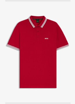 BOSS Heren Paddy-polo van katoenpiqué in de kleur Medium Red-610 / Rood