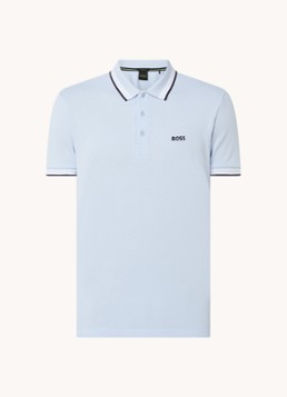 BOSS Heren Paddy-polo van katoenpiqué in de kleur Open Blue-462 / Blauw