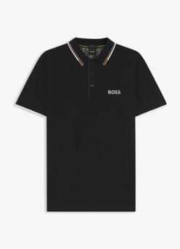 BOSS Heren Paddy regular fit polo van piqué katoen in de kleur Diepzwart