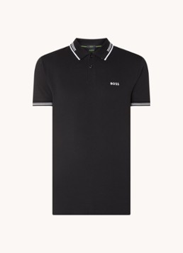 BOSS Heren Paul slim fit polo van piqué katoen met logo in de kleur Zwart