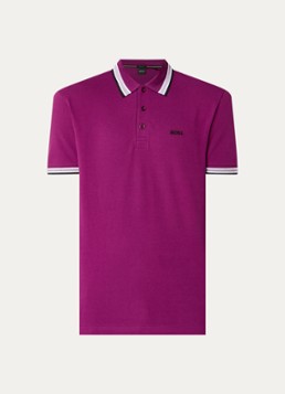 BOSS Heren Paddy-polo van katoenpiqué in de kleur Aubergine