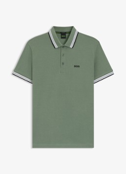 BOSS Heren Paddy-polo van katoenpiqué in de kleur Open Green-359 / Groen