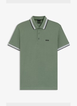 BOSS Heren Paddy-polo van katoenpiqué in de kleur Open Green-359 / Groen