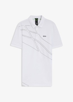 BOSS Heren Paddy regular fit polo met grafische print in de kleur Wit
