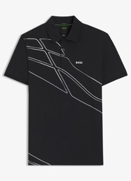 BOSS Heren Paddy regular fit polo met grafische print in de kleur Blauw