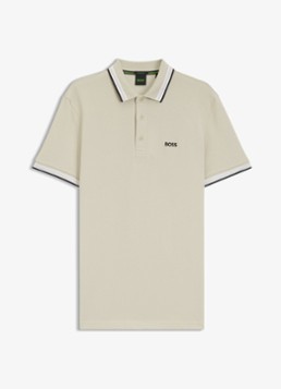 BOSS Heren Paddy-polo van katoenpiqué in de kleur Light Beige-276 / Beige