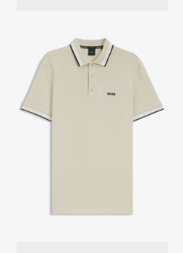 BOSS Heren Paddy-polo van katoenpiqué in de kleur Light Beige-276 / Beige