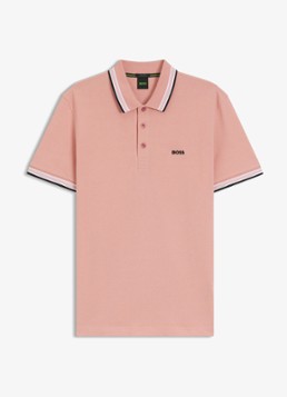 BOSS Heren Paddy-polo van katoenpiqué in de kleur Light/Pastel Pink-686 / Roze