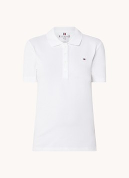 Tommy Hilfiger Dames 1985 slim fit polo van piqué katoen met logo in de kleur Wit