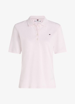 Tommy Hilfiger Dames 1985 regular fit polo van katoen met logo in de kleur Lichtroze